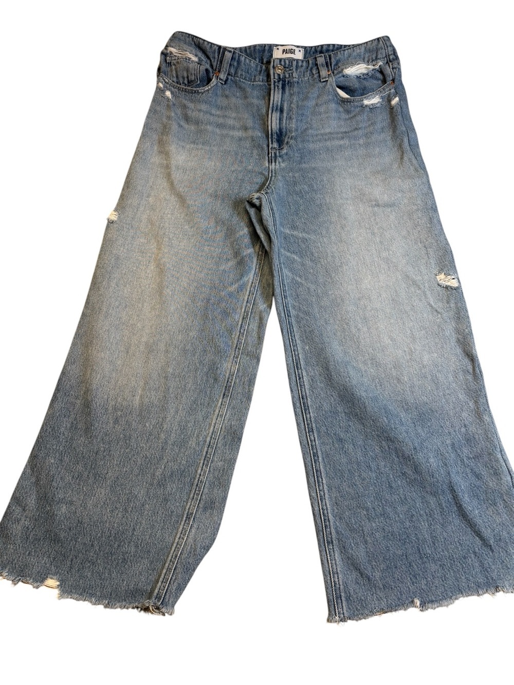 PAIGE Zoey High Rise Wide Leg Jeans Rumors Rock Hem Sz 31 EUC